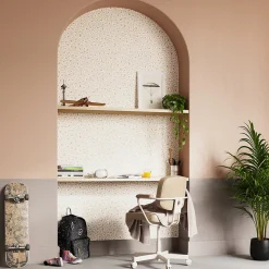 GoodHome Papier peint pré-encollé vinyle Easy Roll Coquille Pois beige l.53 x H.1005 cm*Enfant Papier Peint Pré-Encollé|Papier Peint