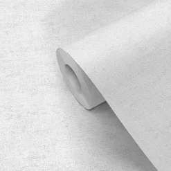 Discount GoodHome Papier peint pré-encollé vinyle intissé uni Easy Roll Bagatelle blanc l.53 x H.1005 cm
