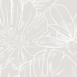 Discount GoodHome Papier peint pré-encollé vinyle intissé feuilage Easy Roll Ufford beige l.53 x H.1005 cm
