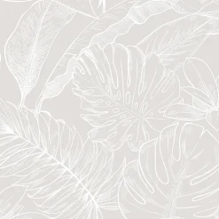 Discount GoodHome Papier peint pré-encollé vinyle intissé feuilage Easy Roll Ufford beige l.53 x H.1005 cm