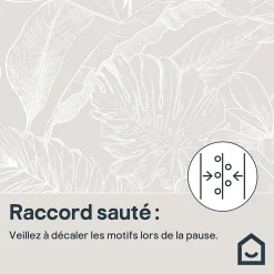 Discount GoodHome Papier peint pré-encollé vinyle intissé feuilage Easy Roll Ufford beige l.53 x H.1005 cm