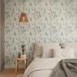 Discount GoodHome Papier peint pré-encollé vinyle intissé fleuri Easy Roll Chandos vert l.53 x H.1005 cm