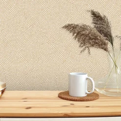 GoodHome Papier peint pré-encollé vinyle intissé géométrique Easy Roll Bolsa beige l.53 x H.1005 cm* Papier Peint Pré-Encollé|Papier Peint