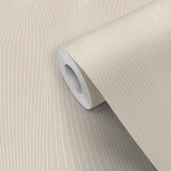 Discount GoodHome Papier peint pré-encollé vinyle intissé géométrique Easy Roll Barlow beige l.53 x H.1005 cm