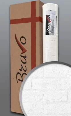 New Edem Papier peint texturé 83101BR70 papier peint intissé texturé à l'aspect de pierre mat blanc 1 carton à 4 rouleaux