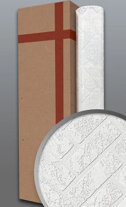 Edem Papier peint texturé 83102BR70 papier peint intissé texturé à l'aspect de pierre mat blanc 1 carton à 4 rouleaux* Papier Peint À Peindre