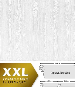 Online Edem Papier peint texturé 83005BR60 papier peint intissé texturé à l'aspect de bois mat blanc