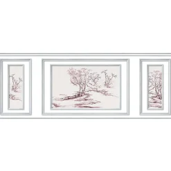 Plage Papier peint trompe l'oeil boiserie, 75x200cm. Toile arbre rouge pour décor intérieur panoramique. Donnez une nouvelle vie à votre