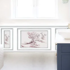 Plage Papier peint trompe l'oeil boiserie, 75x200cm. Toile arbre rouge pour décor intérieur panoramique. Donnez une nouvelle vie à votre