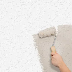 Clearance GoodHome Papier peint vinyle expansé sur intissé Kerria blanc