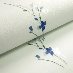 Discount Décoweb Papier peint vinyle expansé sur intissé - Aquarelle - Fleurs bleues - Rouleau(x)