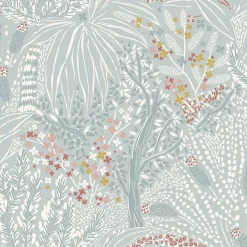 Online Lutece Papier peint vinyle intissé Sejours & Chambres mat et satiné fleurs, feuilles bleu, blanc, rouge l.1005 x l.53 cm