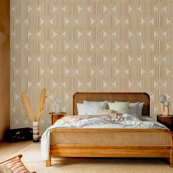 Sale Lutece Papier peint vinyle intissé Reality Iv mat et satiné effet bois, cerclé marron, bois, beige l.1005 x l.53 cm