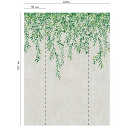 Best Lutèce Papier peint vinyle intissé Fidji greenery verdure vert sur fond blanc, 4 lés, L.1005 x l.53cm