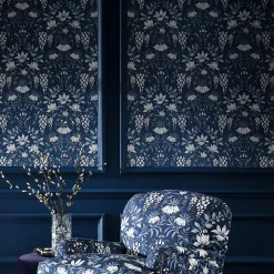 Laura Ashley Papier peint vinyle intissé fleuri bleu L.1000 x l.52 cm Parterre* Papier Peint Fleuri|Papier Peint Pour Couloir