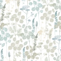 Best Ugepa Papier peint vinyle intissé feuillage, fleurs sauvages bleu L. 1005 x l. 53cm