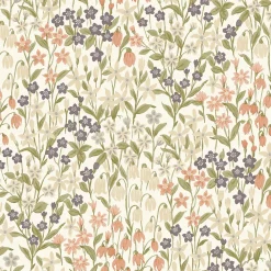 Grandeco Papier peint vinyle intissé fleuri Bluebel lilas, bleu L.1005 x l.53cm*Enfant Papier Peint Pour Chambre|Papier Peint Pour Salon