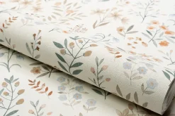 Grandeco Papier peint vinyle intissé fleuri beige, jaune L.53 x l.1005 cm Poésie* Papier Peint Fleuri|Papier Peint Pour Couloir