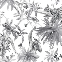 GoodHome Papier peint Vinyle Intissé Howlit noir et blanc* Papier Peint Naturel Et Tropical|Papier Peint Pour Couloir