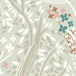 Outlet Lutece Papier peint vinyle intissé Sejours & Chambres mat et satiné feuilles beige, brique, bleu l.1005 x l.53 cm
