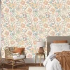 Best Ugepa Papier peint vinyle intissé fleuri petites fleurs vert, orange L. 1005 x l. 53cm