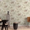 Grandeco Papier peint vinyle intissé feuillage beige L.53 x l.1005 cm Louan* Papier Peint Naturel Et Tropical|Papier Peint Pour Couloir