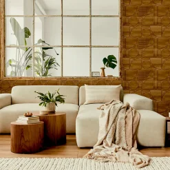 Sale Lutece Papier peint vinyle intissé Reality Iv mat et satiné effet bois, cerclé marron l.1005 x l.53 cm