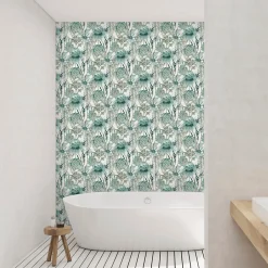 Sale Lutece Papier peint vinyle intissé Cuisines & Bains mat et satiné fonds marins bleu aqua, bleu l.1005 x l.53 cm