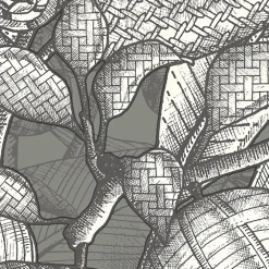 Clearance Lutece Papier peint vinyle intissé Villa Rosalie mat et satiné fleurs gris, noir, blanc l.1005 x l.53 cm