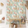 Ugepa Papier peint vinyle intissé fleurs tropicales vert L. 1005 x l. 53cm* Papier Peint Fleuri|Papier Peint Pour Couloir