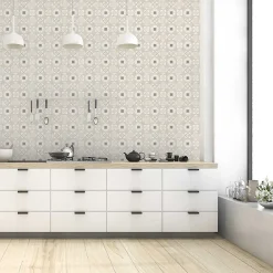Hot Lutece Papier peint vinyle intissé Cuisines & Bains mat et satiné carreaux ciment, faience beige l.1005 x l.53 cm