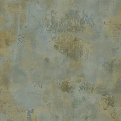 Clearance Grandeco Papier peint vinyle intissé texturé effet plâtre vert, bleu satiné L.1005 x l.53cm