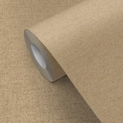 Best GoodHome Papier peint vinyle intissé Pufos uni texturé beige L. 10,05m x l. 0,53m