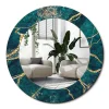 Clearance Wallfluent Petit Miroir Rond Cadre Verre fi50 cm Marbre Vert Décoration Murale Premium Sécurisé