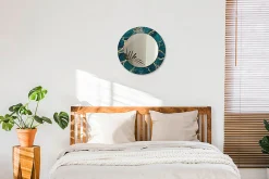 Clearance Wallfluent Petit Miroir Rond Cadre Verre fi50 cm Marbre Vert Décoration Murale Premium Sécurisé