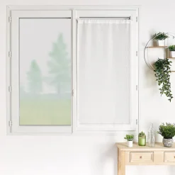Clearance Home Maison Petit rideau de fenêtre fines rayures blanches (90x210 cm - Blanc)