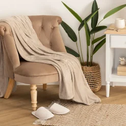 Atmosphera Créateur D'Intérieur Plaid - flanelle - beige - 130x180 cm - Atmosphera* Plaid Canapé|Plaid