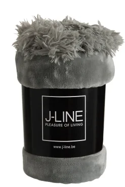 Outlet J-Line Plaid à Pompons "Blanket" 130x170cm Gris