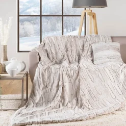 Sale Douceur D'Intérieur PLAID 180 x 220 CM IMITATION FOURRURE,SHERPA LYNX - 180x220cm - Beige