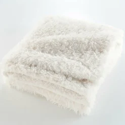 Clearance Douceur D'Intérieur Plaid 180 x 220 cm Imitation Fourrure Mouton Écru