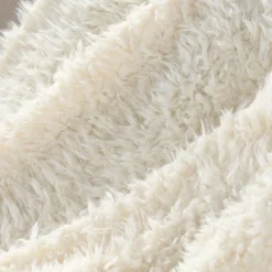 Clearance Douceur D'Intérieur Plaid 180 x 220 cm Imitation Fourrure Mouton Écru