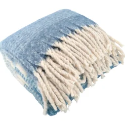 Linnea Plaid aspect mohair 100% polyester recyclé 70x180 cm HYGGE Rayé bleu* Plaid