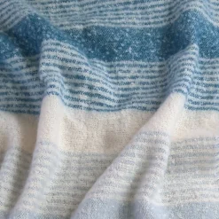 Linnea Plaid aspect mohair 100% polyester recyclé 70x180 cm HYGGE Rayé bleu* Plaid