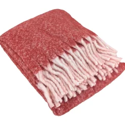 Linnea Plaid aspect mohair 100% polyester recyclé 130x180 cm HYGGE Rouge vermillon