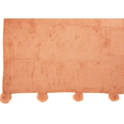 Best J-Line Plaid avec pompon en polyester pêche 170x130cm