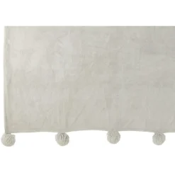 Sale J-Line Plaid avec pompons en polyester gris clair 176x128cm