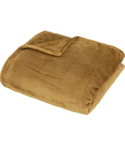 Atmosphera Plaid doux Jaune Mordoré 150 x 200 cm avec sac de rangement* Plaid Canapé|Plaid
