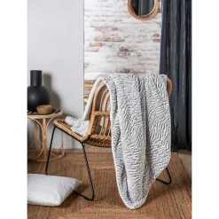 Best Deko & Co Plaid effet fourrure gris polaire L.220 x l.200cm Deco&co