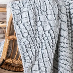 Clearance Deko & Co Plaid effet fourrure motif serpent gris L.220 x l.200cm Deco&co