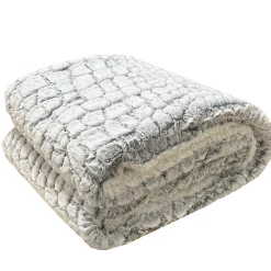 Clearance Deko & Co Plaid effet fourrure motif serpent gris L.220 x l.200cm Deco&co